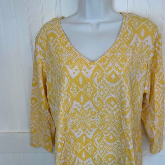 HEARTS OF palm pretty yellow 3/4 length sleeve top size XL - Picture 4 of 6